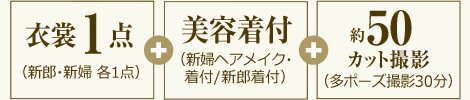 衣裳1点+美容着付+約50カット撮影